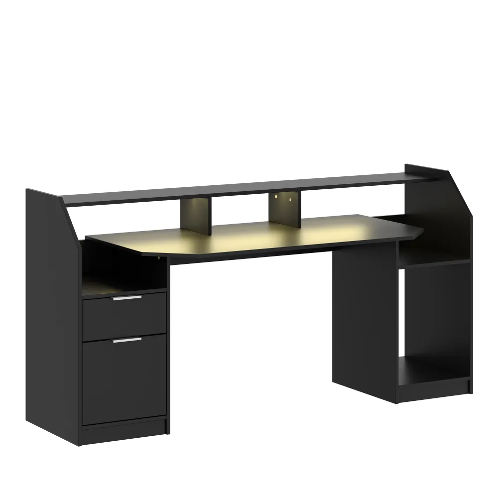 Gamingtisch LED REGULUS 180 x 66 x 91 cm schwarz