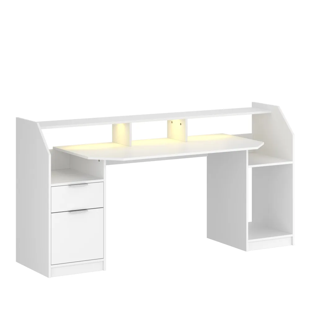 Gamingtisch LED REGULUS 180 x 66 x 91 cm weiss