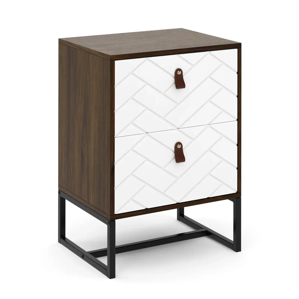 Nachttisch NORDRIFT 49 x 69 cm braun/weiss