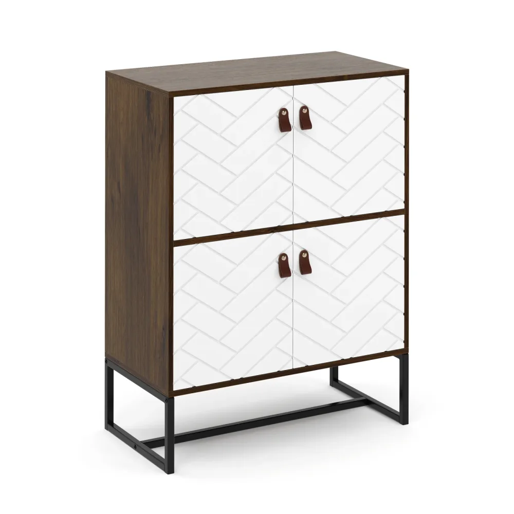 Kommode NORDRIFT 76 x 100 cm braun/weiss