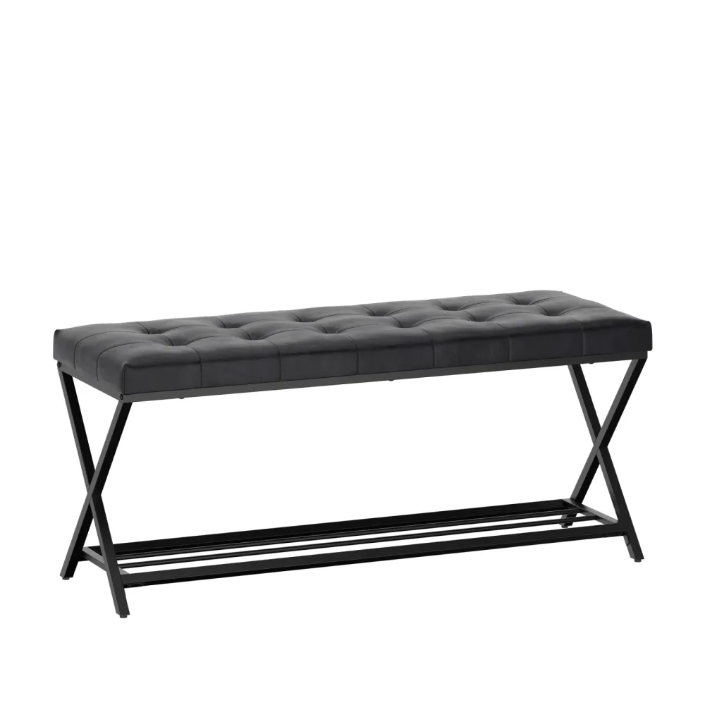 Sitzbank Leder DELIA 113 cm schwarz