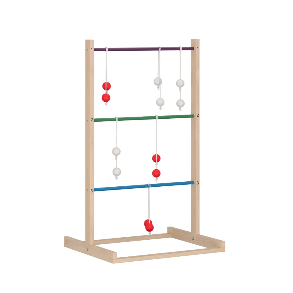 Wurfspiel Holz Leitergolf mit 6 Bola-Wurfkugeln 60 x 50 x 100 cm natur/bunt