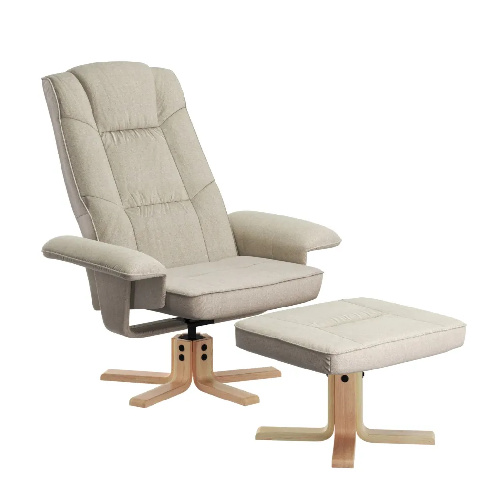 Relaxsessel DERBY mit Hocker beige