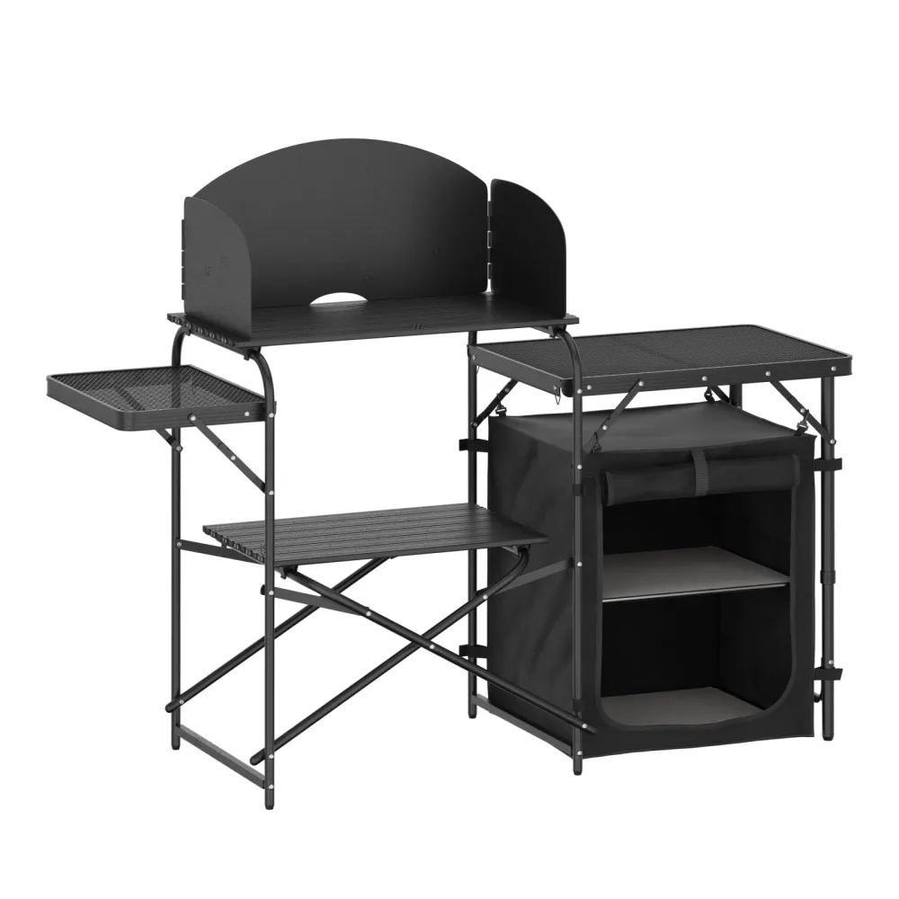 Campingküche schwarz 146 x 46 x 111 cm