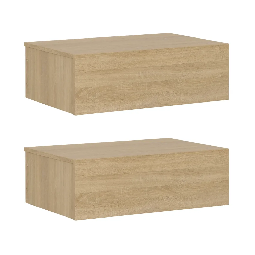 Wandregal mit Schublade OTIS 2er Set hellbraun