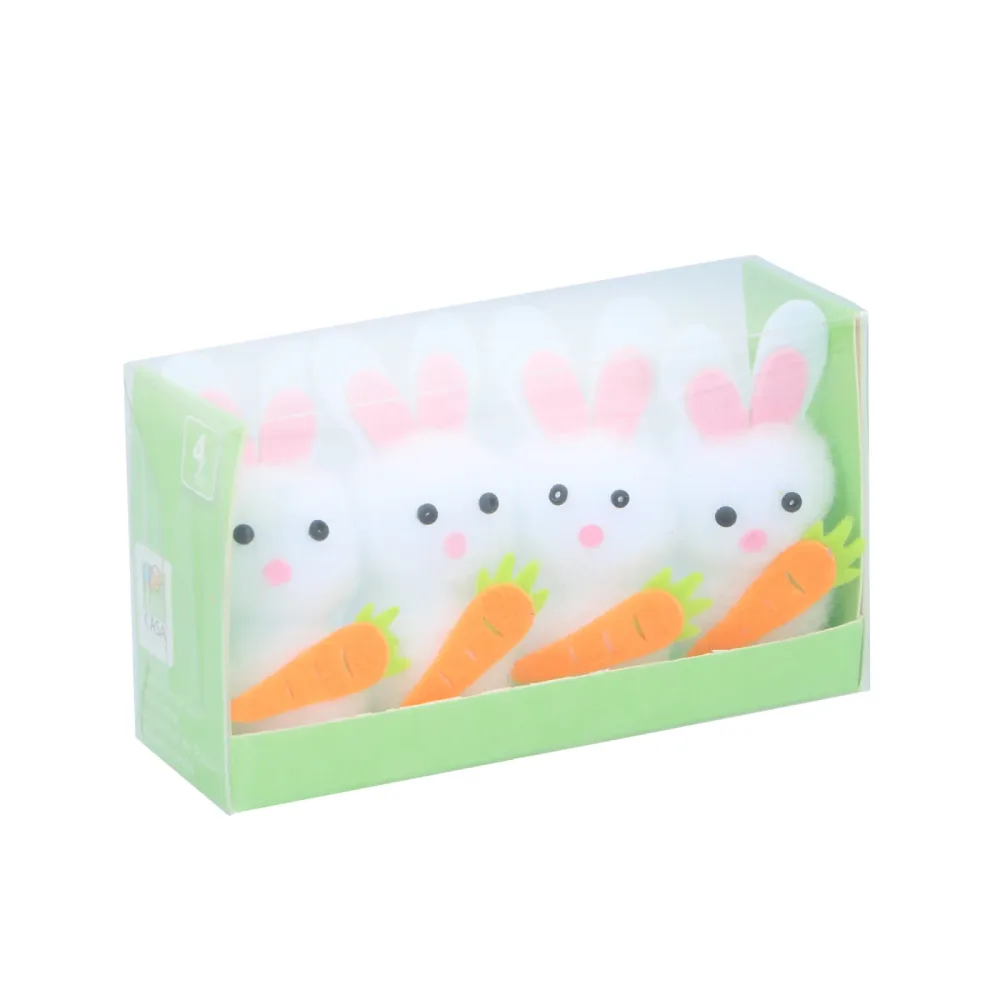 Osterdeko Osterhase 4er Set weiss/bunt