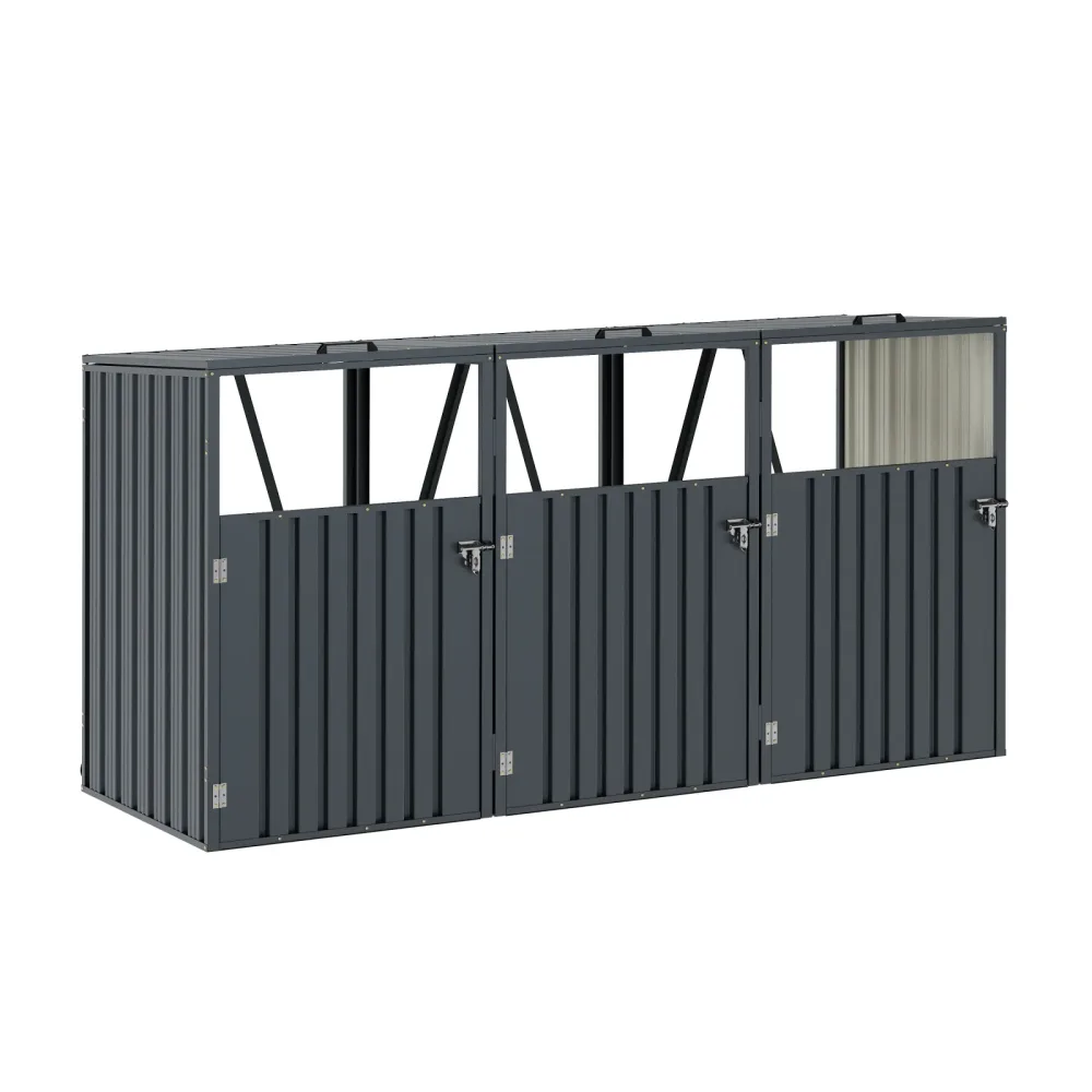 Mülltonnenbox 3 Fächer 243 x 81 x 122 cm