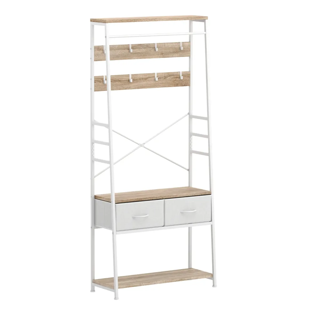 Garderobe Schuhregal mit 2 Schubladen 80 x 180 cm weiss