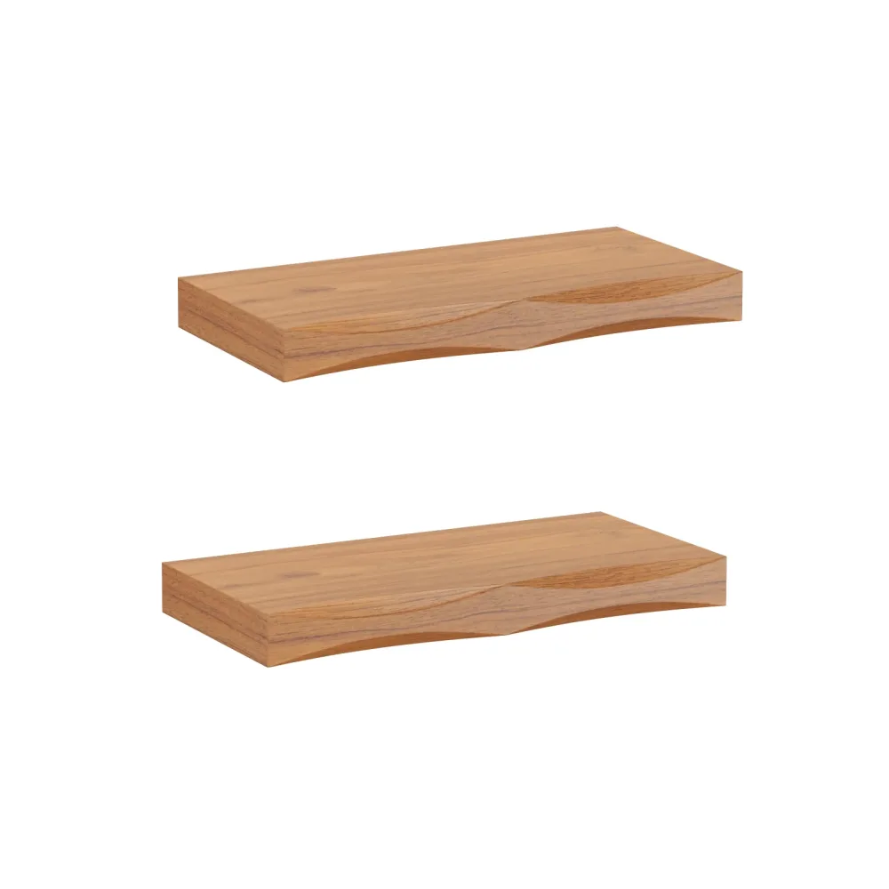 Wandregal Holz HYLLE 2er Set 40 x 19 x 4 cm natur