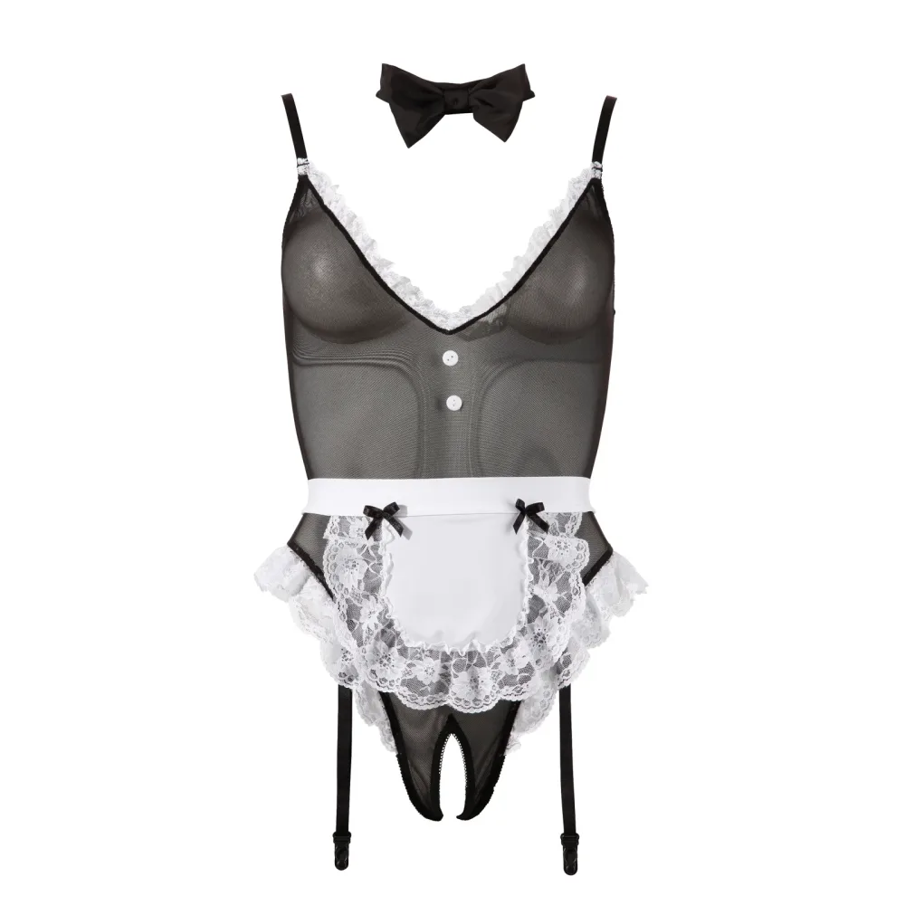 Cottelli Dienstmädchen Body Grösse L schwarz/weiss