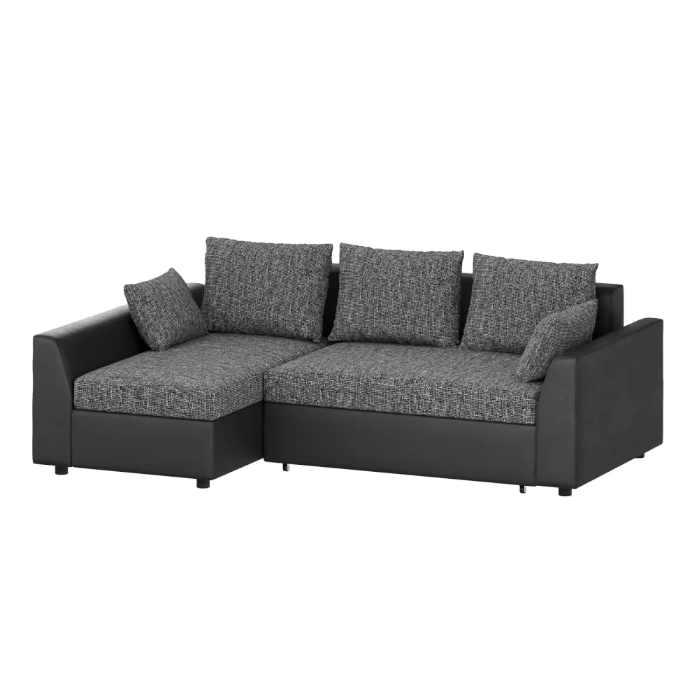 Ecksofa mit Schlaffunktion NICOLET links grau/schwarz