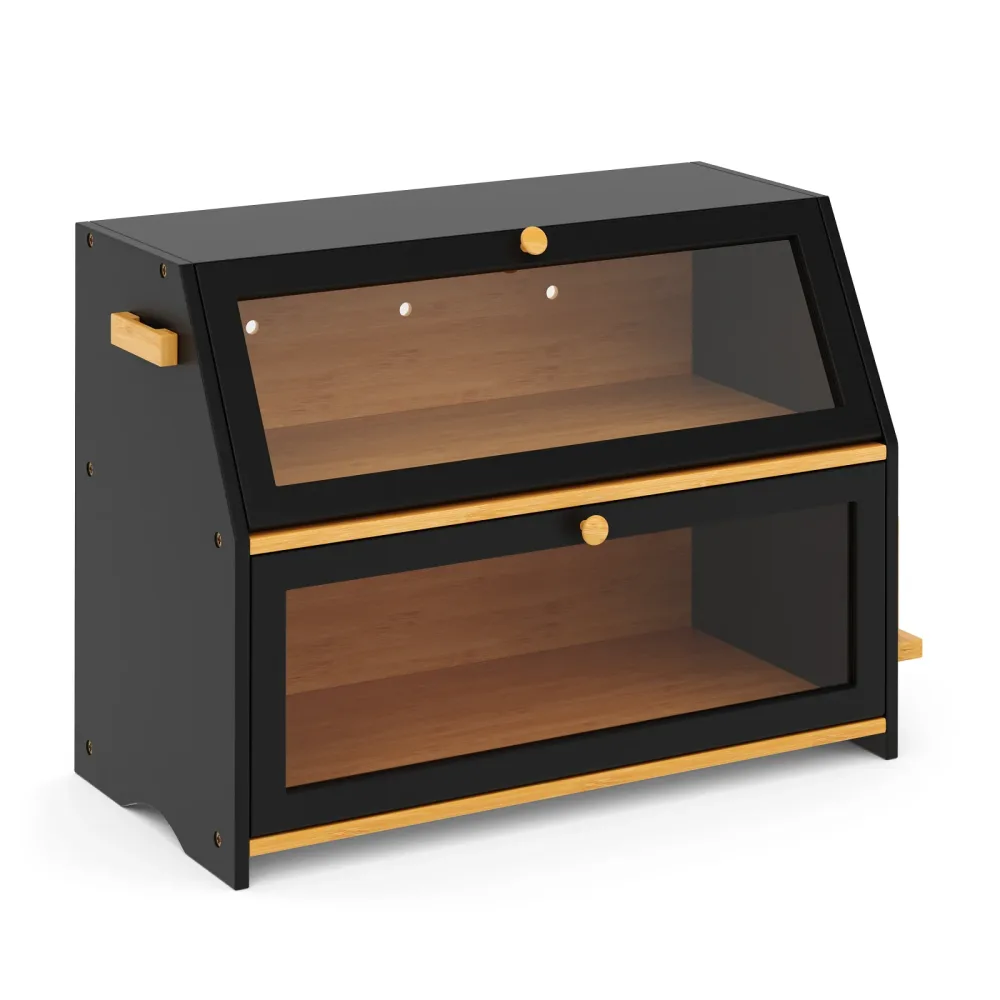 Brotkasten Bambus 50 x 25 x 37 cm schwarz natur