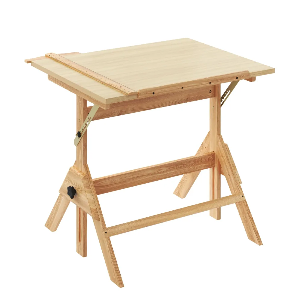 Zeichentisch verstellbar 90 x 60 x 75 - 96 cm natur
