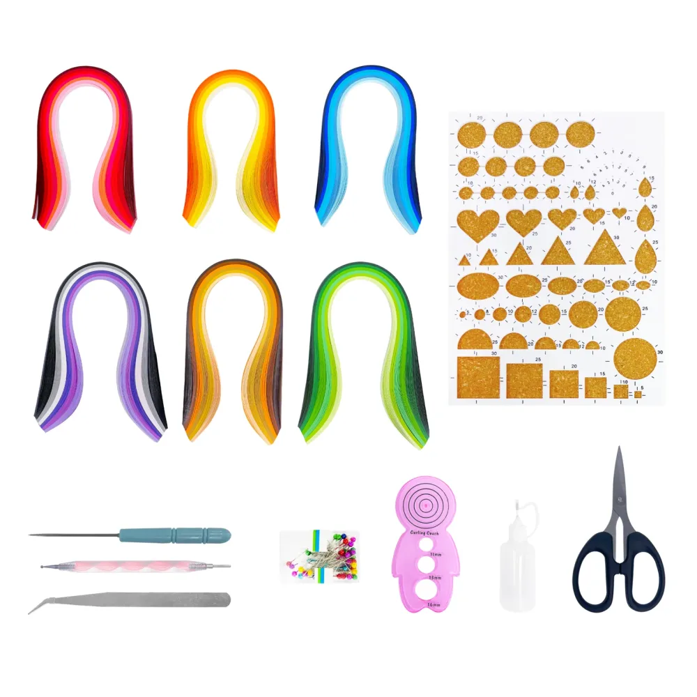 Bastelpapier Quilling Set 600 Streifen und 8 Werkzeuge bunt