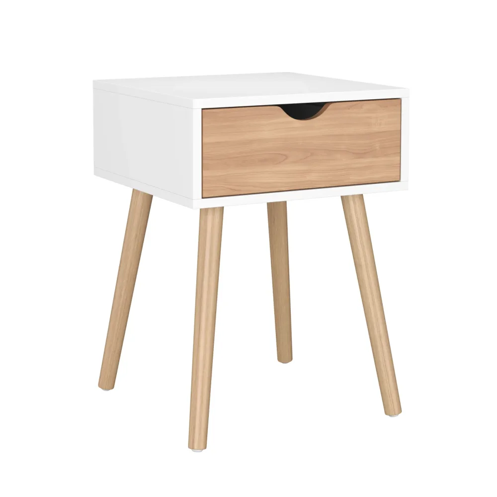Nachttisch NORDIC 40 x 56 cm weiss/natur