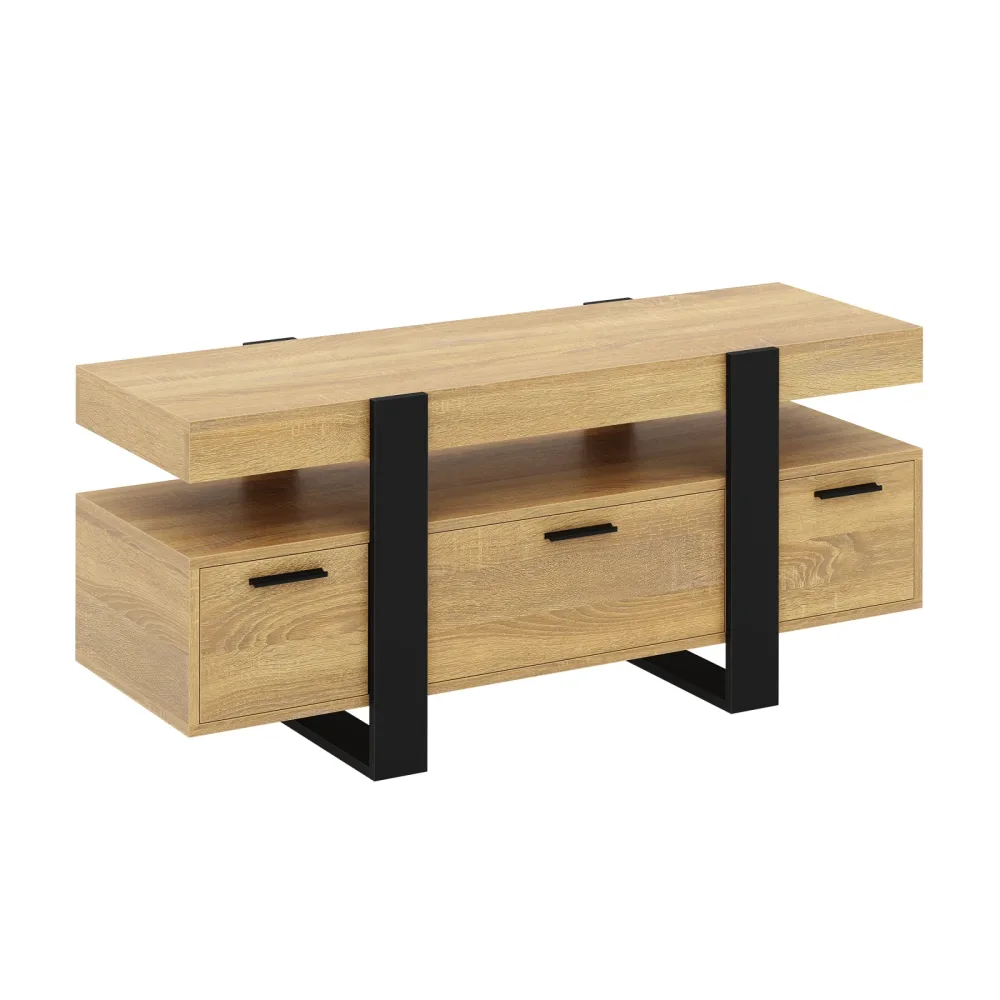 TV Möbel CHELSEA 116 x 40 x 50 cm hellbraun/schwarz