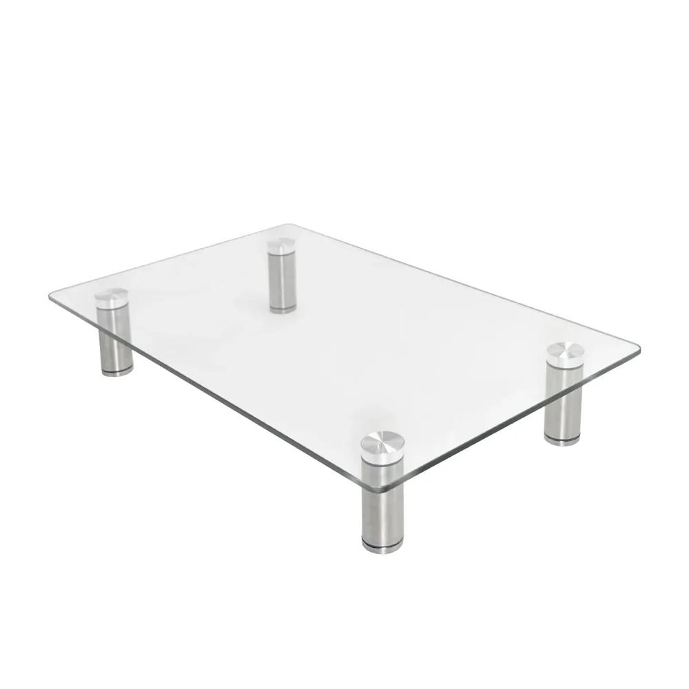 Monitorständer Stehtisch Glas höhenverstellbar 40 x 24 x 11 cm