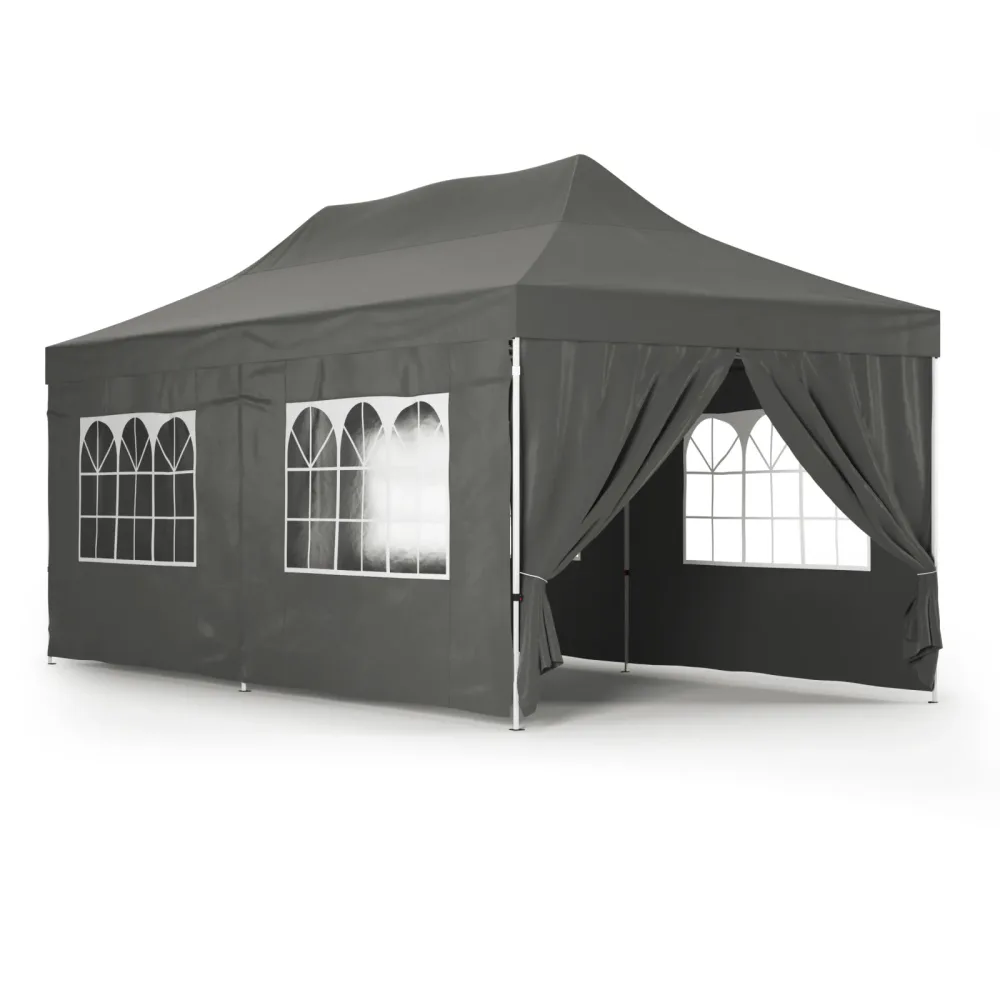 Faltpavillon DINA 6 x 3 m anthrazit inkl. 4 Seitenwände