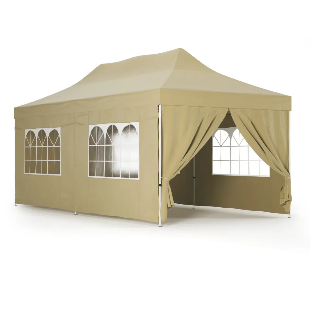 Faltpavillon DINA 6 x 3 m beige inkl. 4 Seitenwände