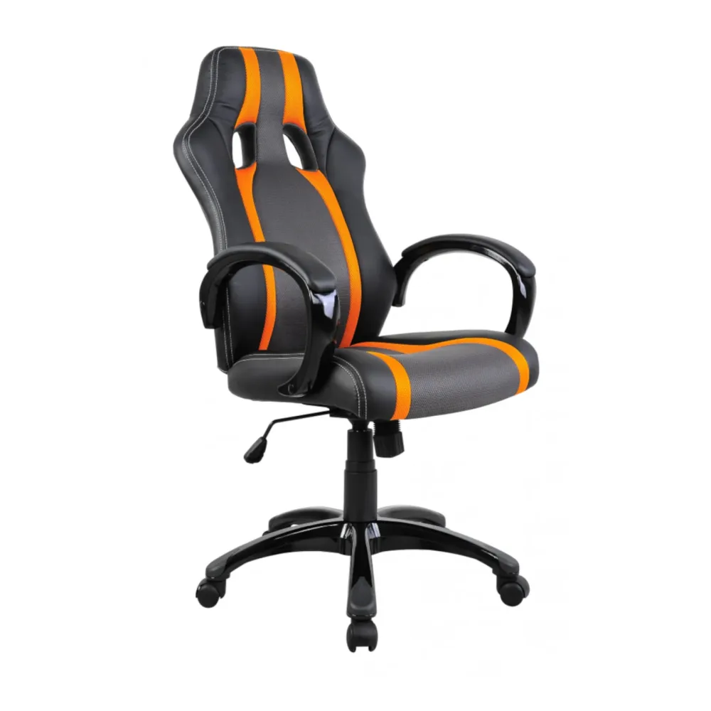 Gaming Stuhl Bürostuhl Leder TURBO schwarz/orange