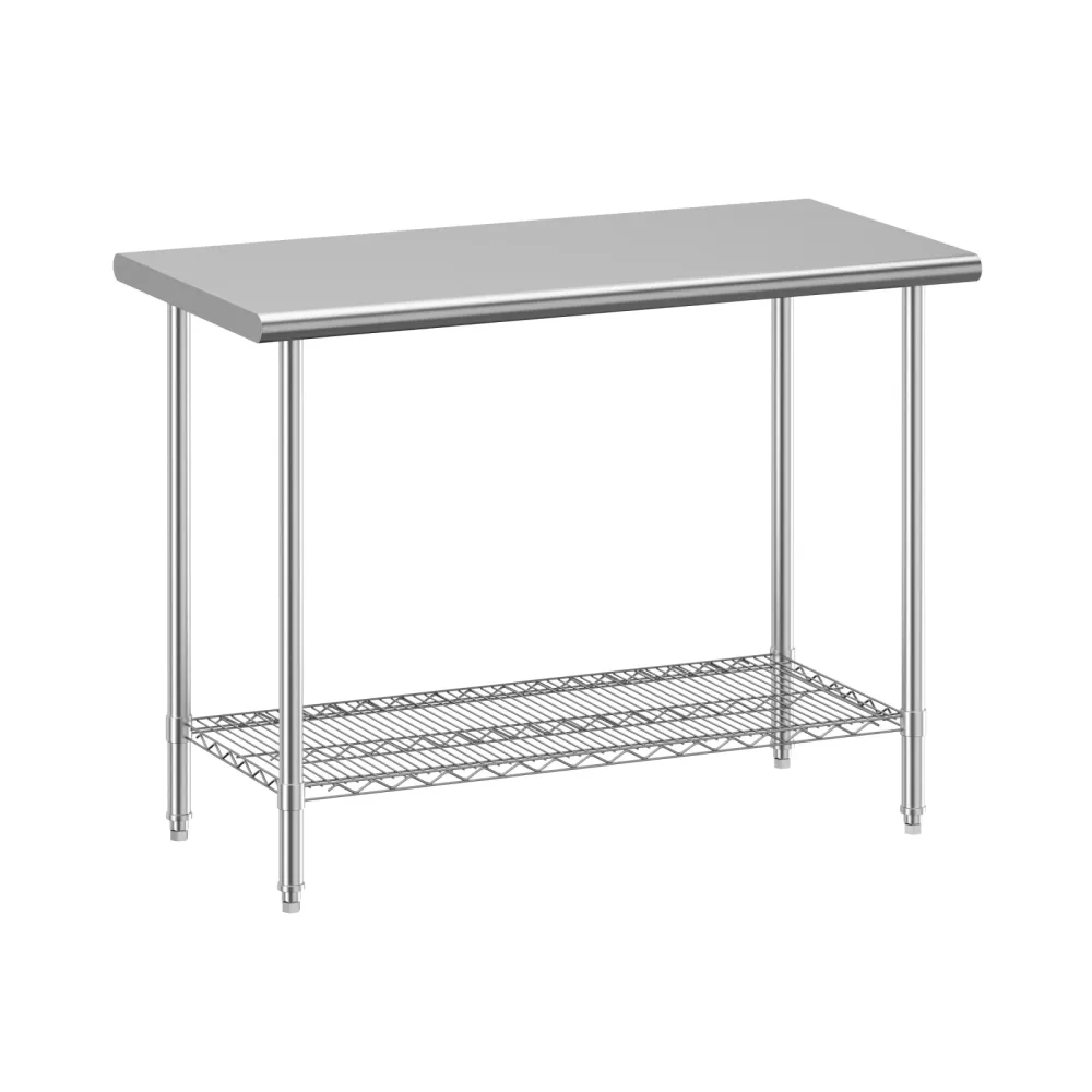 Arbeitstisch Küche Edelstahl mit Ablage 120 x 61 cm silber