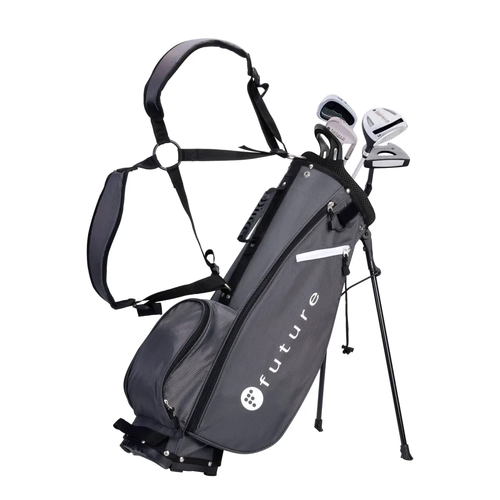 Kinder Golfset 5-teilig Rechtshänder 140 - 150 cm grau/schwarz