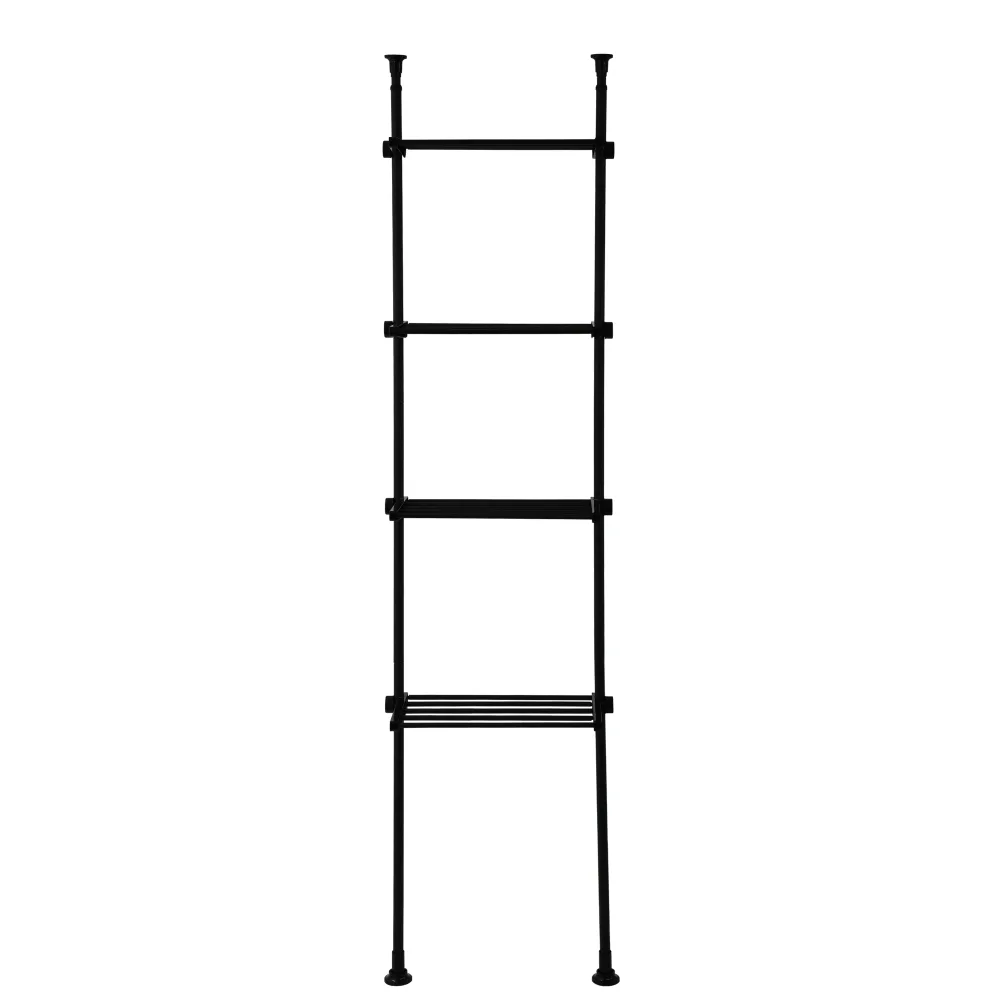 Teleskopregal mit 4 Ablagen 165 - 297 cm schwarz