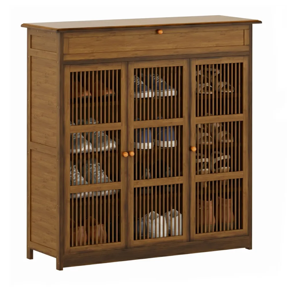 Schuhschrank Bambus AMEDIO 93 x 32 x 98 cm braun