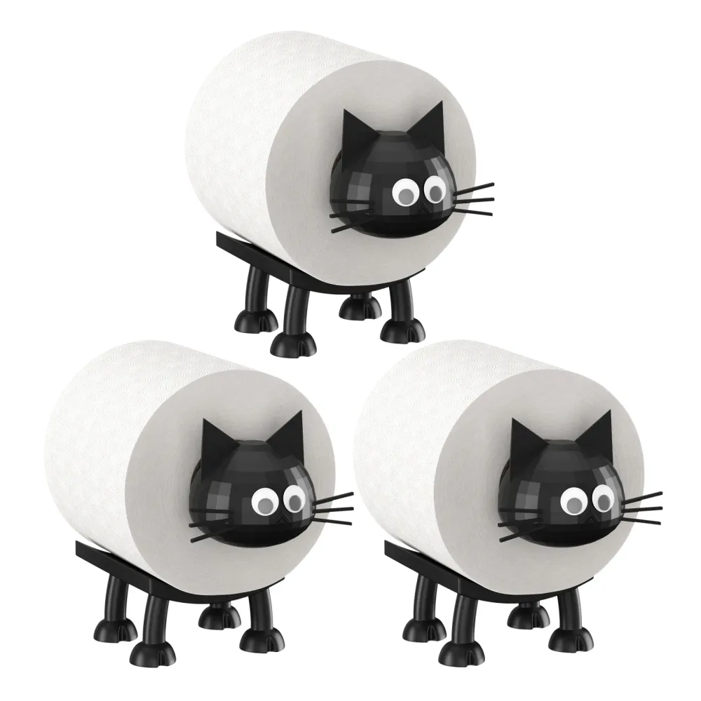 WC-Rollenhalter 3er Set Katze schwarz