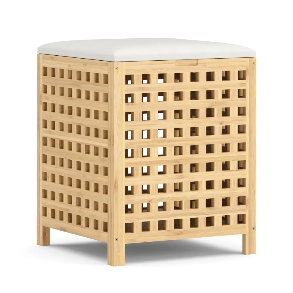 Wäschekorb Hocker Bambus VELDEN 48L natur