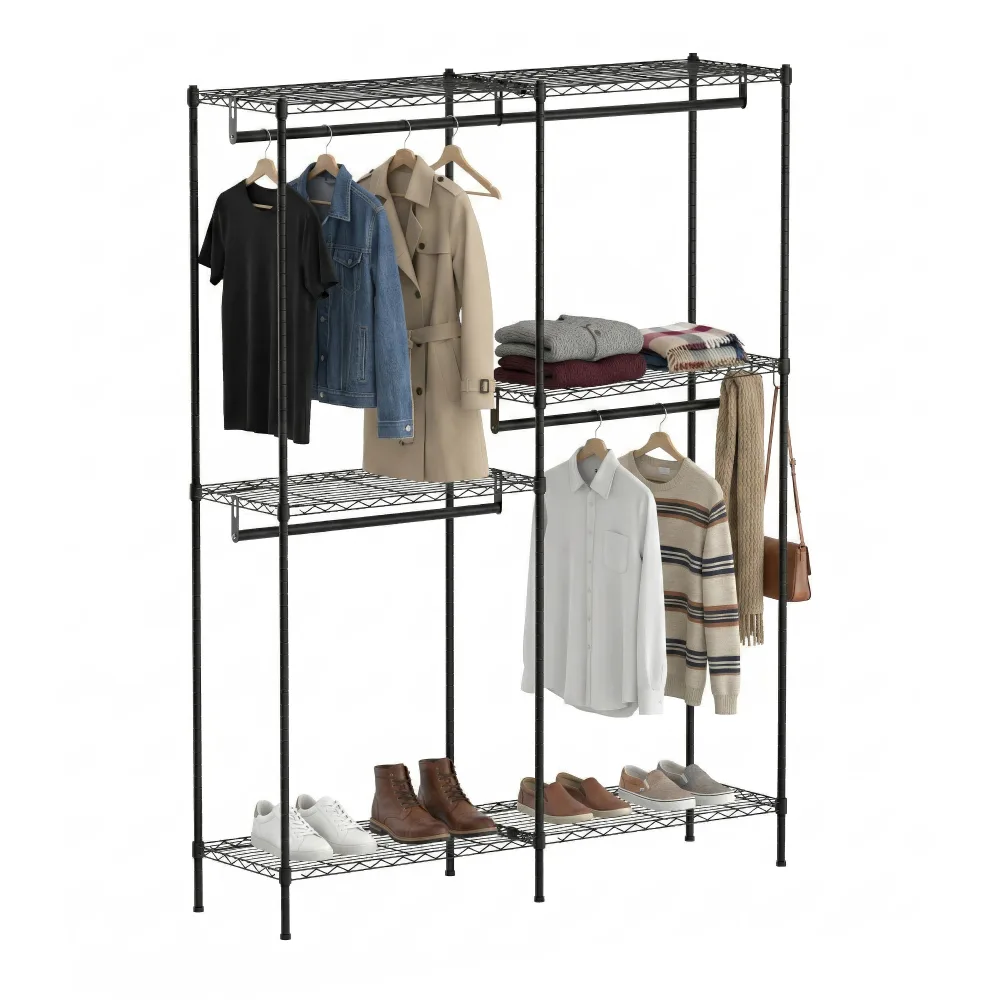 Garderobe Kleiderständer 75 x 195 cm schwarz