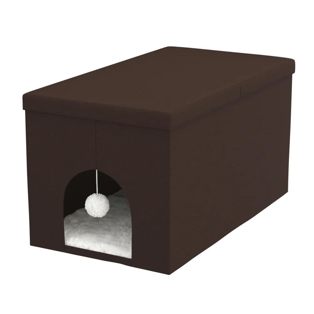 Katzenbett Höhle KASIA faltbar 90 x 50 x 50 cm braun