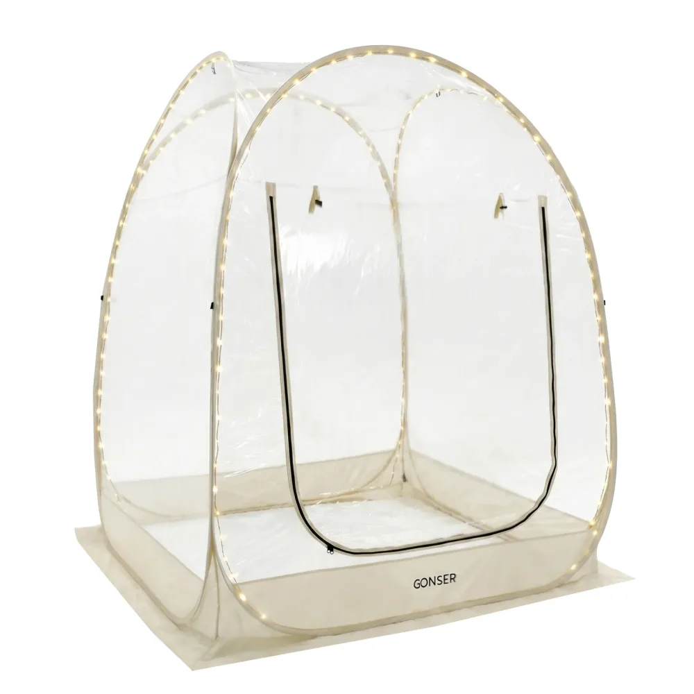 Pop-Up Bubble Zelt LED 2-3 Personen 180 cm transparent/weiss