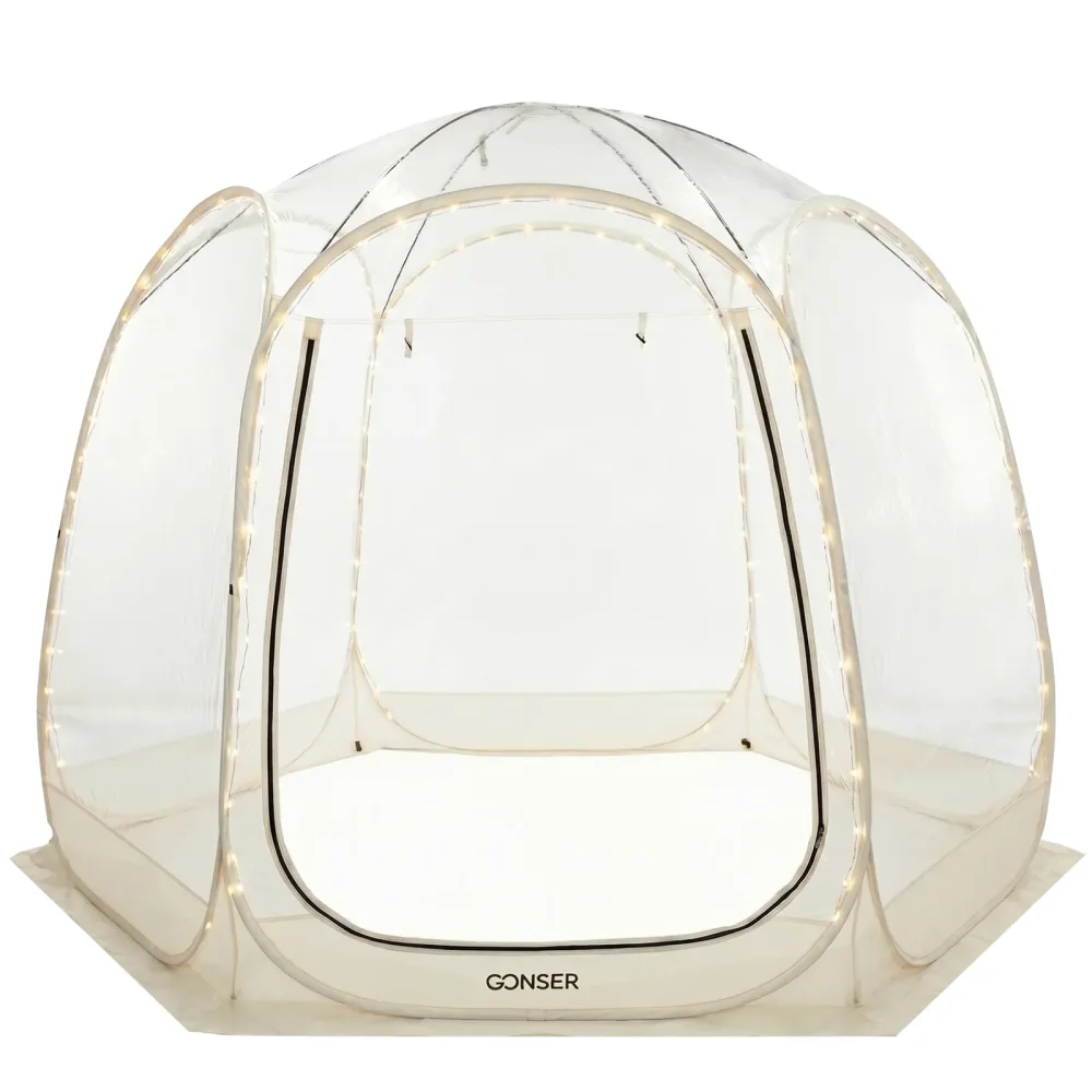 Pop-Up Bubble Zelt LED 4-6 Personen 300 cm transparent/weiss