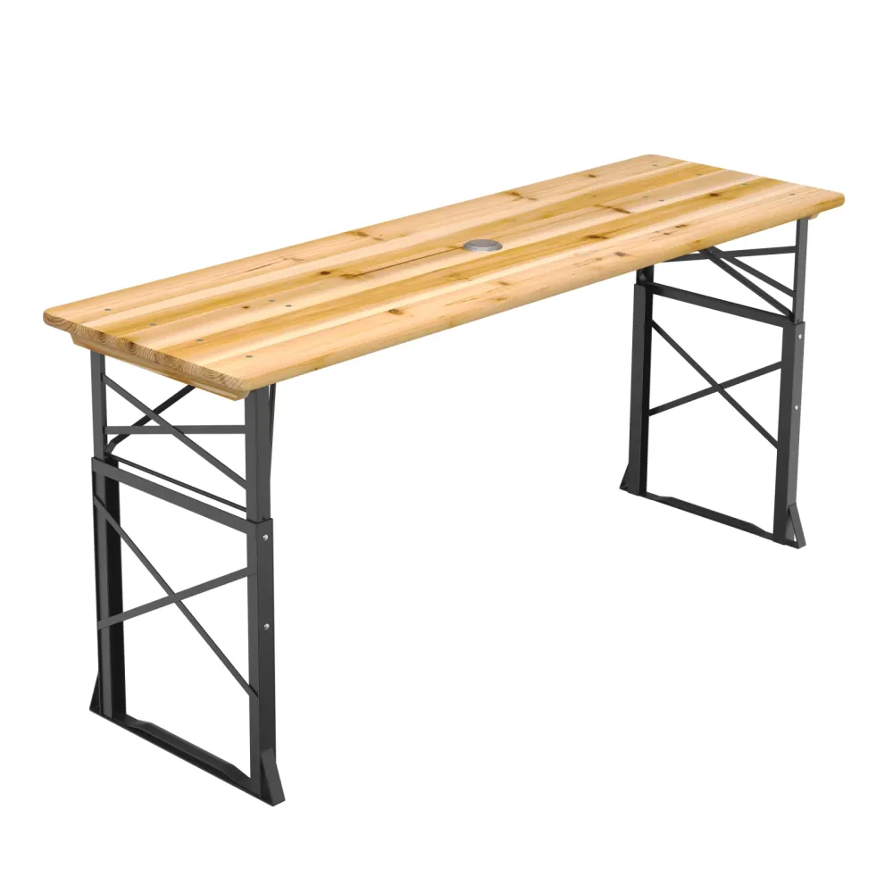 Stehtisch Biertisch Holz höhenverstellbar 169 x 50 x 75/105 cm