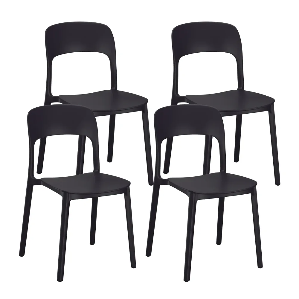 Esszimmerstuhl Gartenstuhl ZORA 4er Set schwarz