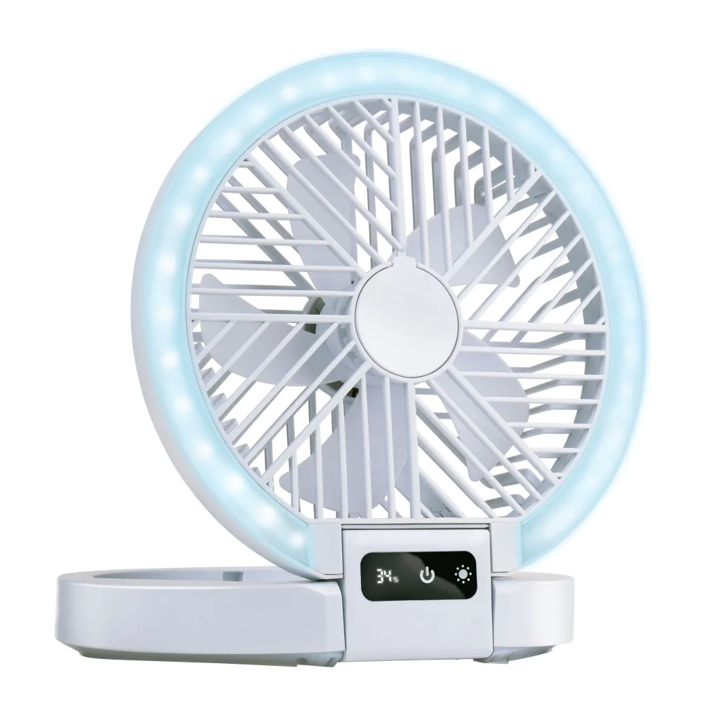 Tischventilator 5 Stufen mit USB und LED weiss