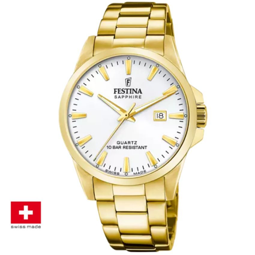 Festina F20044/2 Swiss Made Acero Klassik Herrenuhr