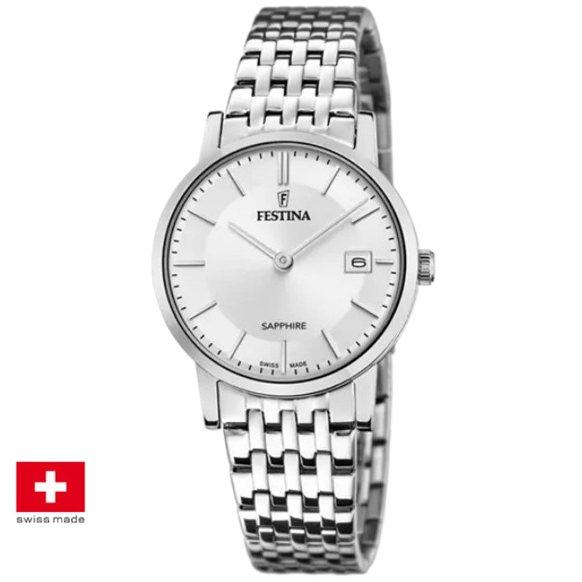 Festina F20019/1 Swiss Made Acero Klassik Damenuhr