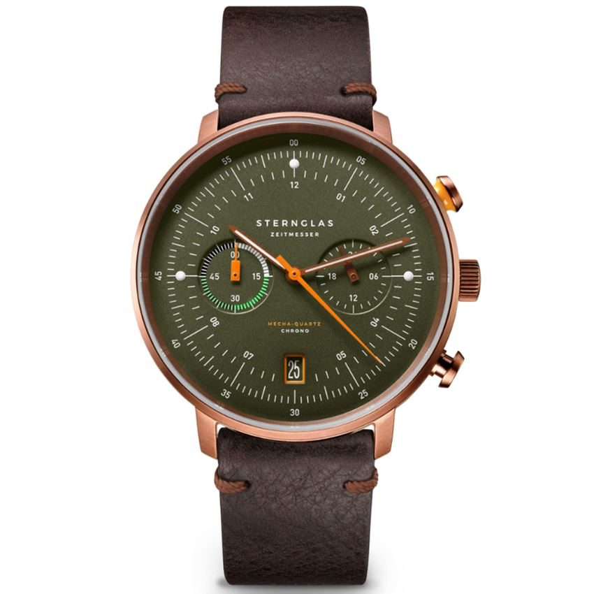 Sternglas - Chronograph Uhr, Hamburg CHRONO, 42mm, Braun