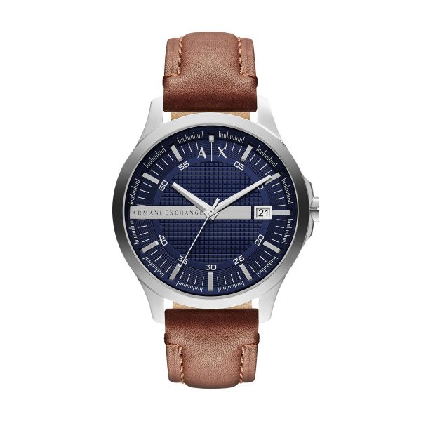 Armani Exchange Uhr 3-Zeiger-Werk Datum Leder braun