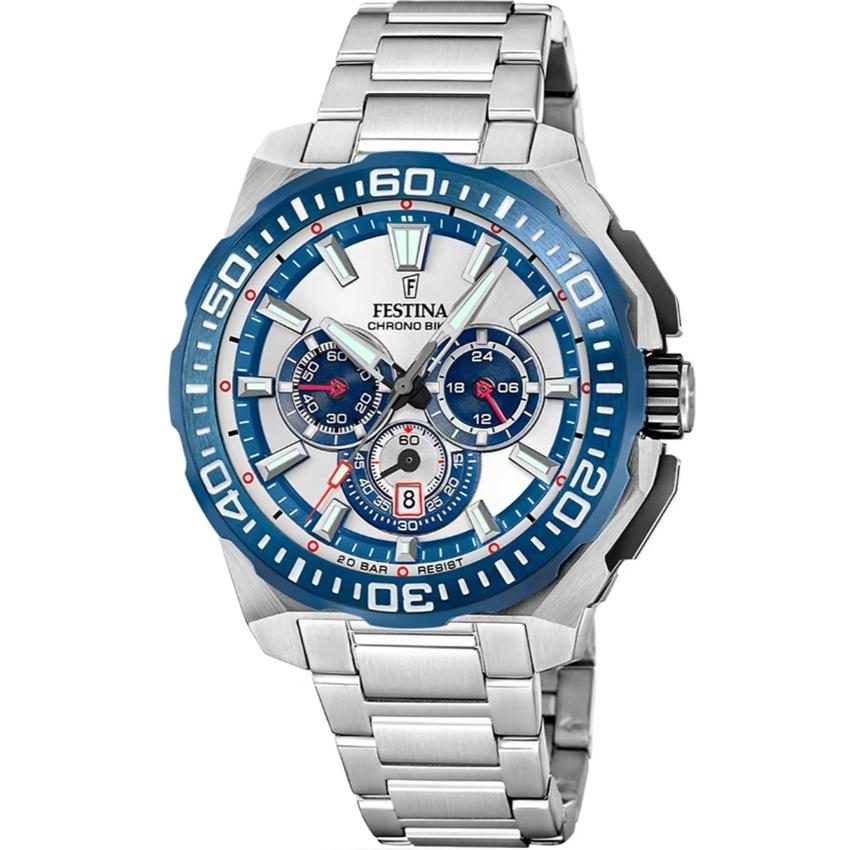 Festina - Chronograph Uhr, Chrono Bike, 45mm, Silber
