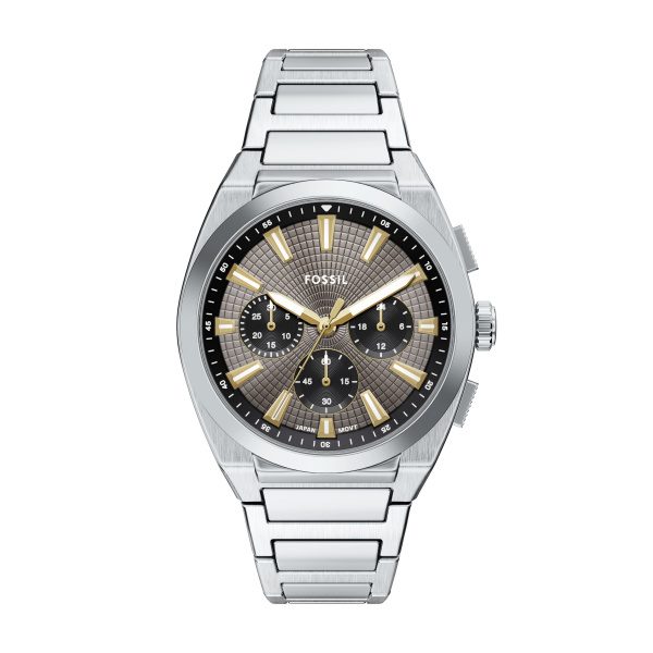 Fossil - Chronograph Uhr, Everett, 44mm, Silber