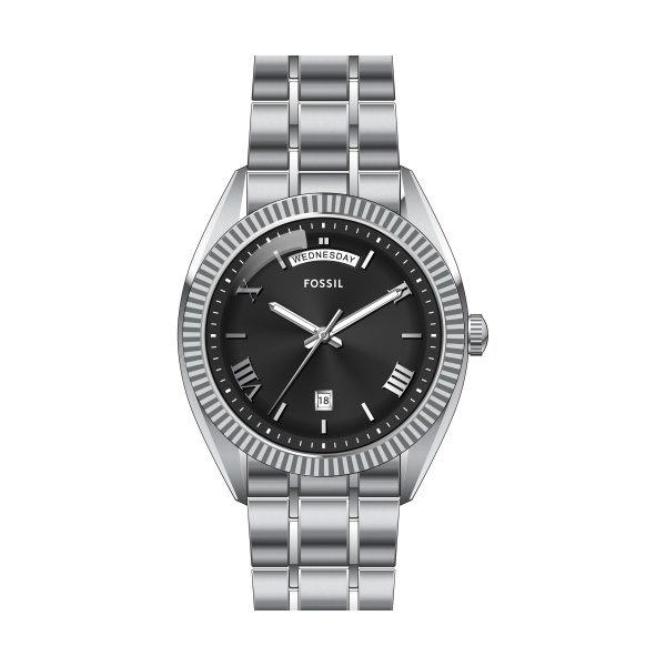 Fossil - Analoguhr, Campbell, 42mm, Silber