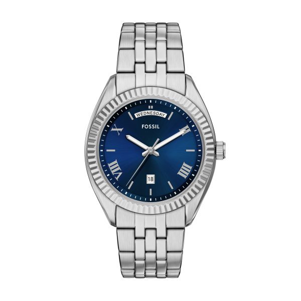 Fossil - Analoguhr, Campbell, 42mm, Silber