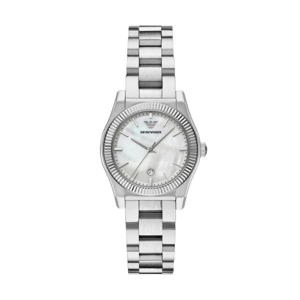 Emporio Armani AR11723 Damenuhr – Eleganz in Edelstahl mit Perlmuttzifferblatt