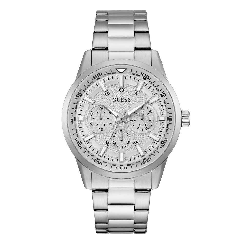 Guess - Analoguhr, Trey, 44mm, Silber