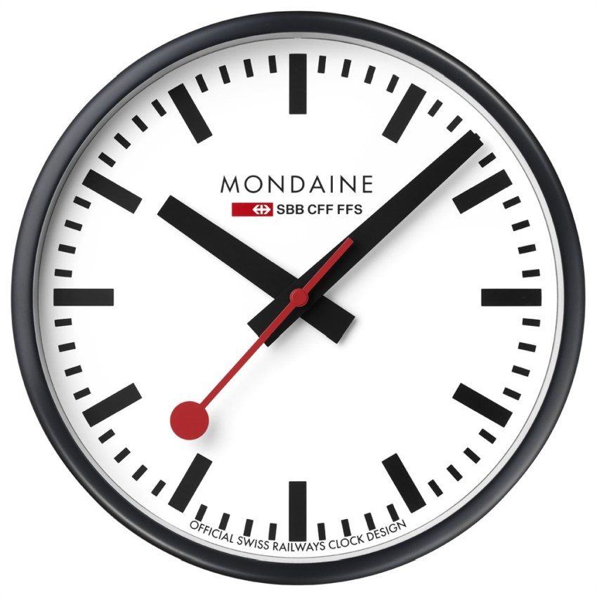 MONDAINE Wanduhr 250mm A990CLOCK12S schwarz