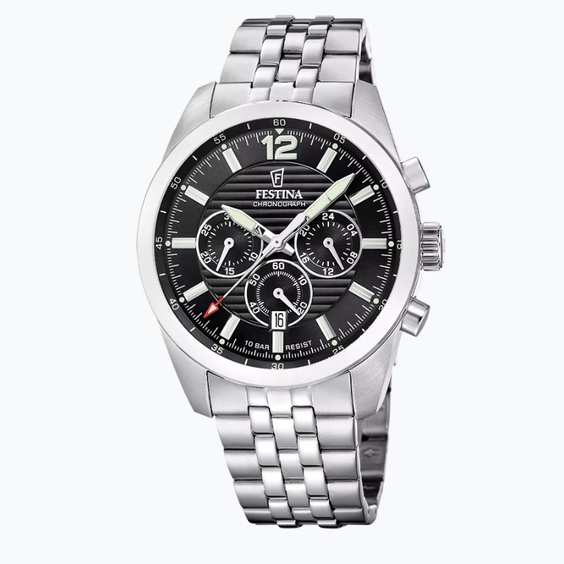 Festina - Chronograph Uhr, Timeless Chronograph, 43mm, Silber