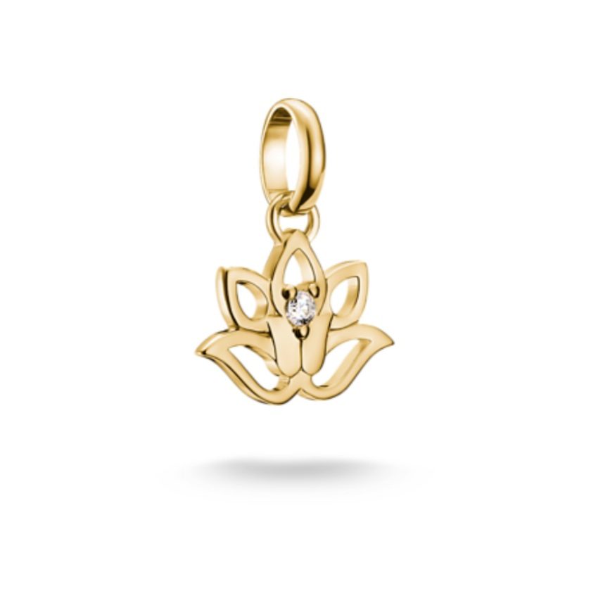THOMAS SABO - Charm Anhänger Lotusblüte   Steinen Veret zum Verbinden, One Size, Gold